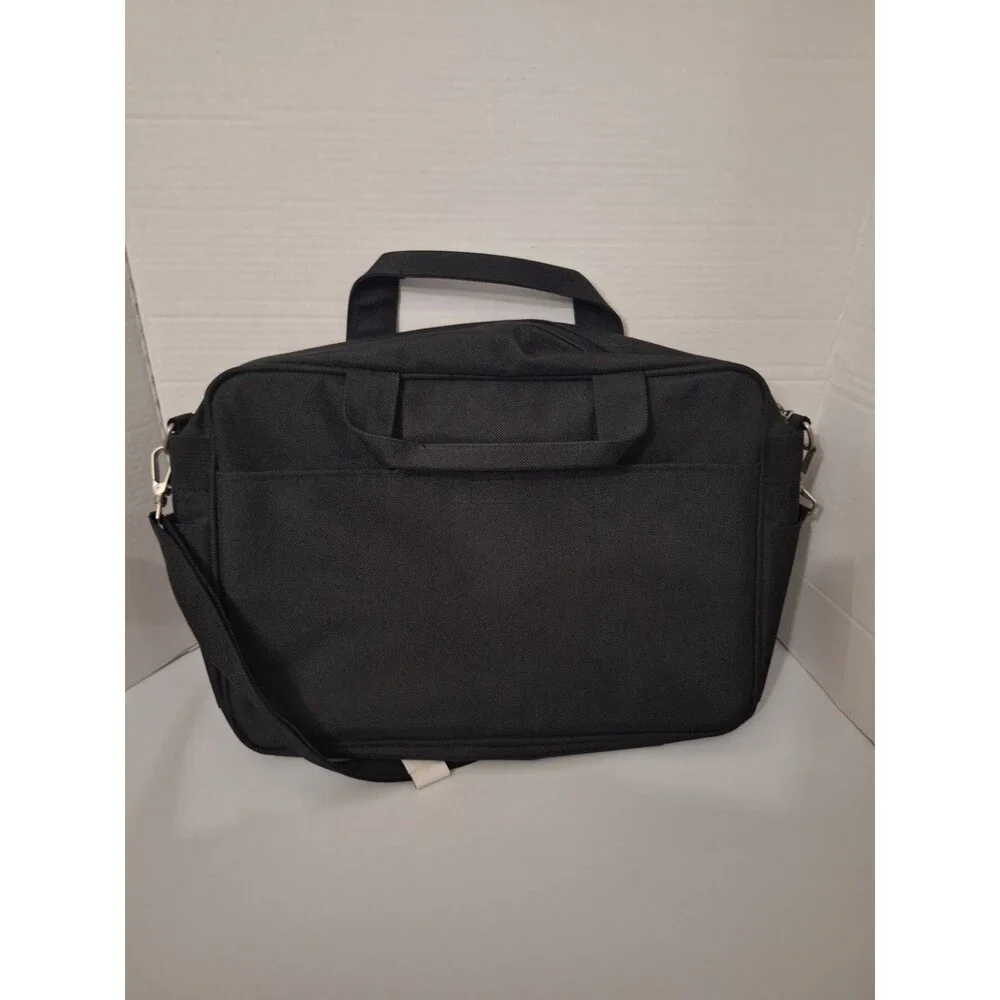 Soren Black Canvas Briefcase Messenger Security Fast Pass Laptop Bag -NEW
